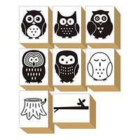 8 Pieces Wood Rubber Stamps Owl Design Set Cute Bird for DIY Crafting, Scrapbook, Painting, Letters 