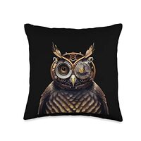 Steampunk Owl Throw Pillow