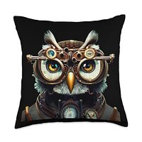 Steampunk Owl Throw Pillow