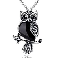 MAIBAOTA Owl Necklace, Black Obsidian Necklace for Women, Chirstmas Owl Gifts for Women, Natural Cry