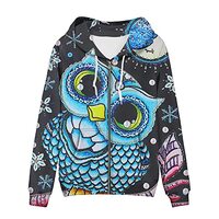 KEIAHUAN Fall Fashion Women's Casual Tunic Zip Up Hoodies Sweatshirts Cute Owl Long Sleeve Jack