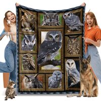 Owls Gifts for Women Men, Owls Print Fleece Throw Blanket, Soft Cozy Flannel Blankets and Throws for