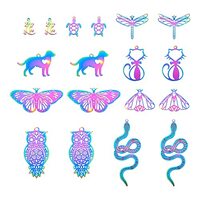 FASHEWELRY 36Pcs Stainless Steel Rainbow Butterfly Charms Metal Filigree Animals Earring Charms Colo