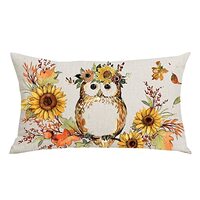 WENIANRU Watercolor Brown Owl Yellow Sunflowers Leaves Summer Fall Home Sofa Chair Bed Decoration Lu