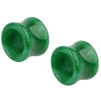 Pierced Owl Natural Green Jade Stone Double Flared Tunnel Plugs, Sold as a Pair (12mm (1/2"))