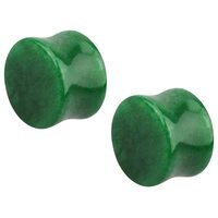 Pierced Owl Natural Green Jade Stone Double Flared Plug Gauges, Sold as a Pair (20mm (13/16"))