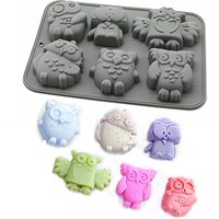 X-Haibei 6-Cavity Owl Silicone Mold for Soap Jelly Candy Kids Gifts Kid Bath Soap Making 2oz/ Cell