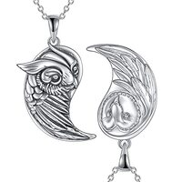 YFN Owl Necklace Sterling Silver Yin Yang Owl Pendant Matching Jewelry for 2 Gifts for Couple Friend