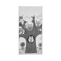 Oyihfvs Grey Tribal Ethnic Owls on The Tree Branches with Turquoise Sky Quick Dry Towel 30" x 1