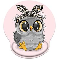 Britimes Ergonomic Mouse Pad with Wrist Support Pink Cute Cartoon Owl Non-Slip Rubber Base Mousepad 