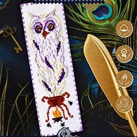 Povitrulya Owl Spell Counted Cross Stitch Kit - DIY Bookmark Set for Hand Embroidery