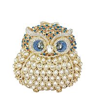 Boutique De FGG Multi Gold Owl Crystal Clutch Bag Animal Evening Handbags Women Formal Party Rhinest