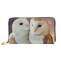 Ikecho Leather Clutch Wallet Cell Phone Purse Fashion Wristlet Handbag For Women Men-Barn Owls Lover