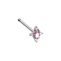 Pierced Owl 20GA Stainless Steel Iridescent Edwardian Style CZ Crystal Nose Bone Stud