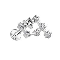 Pierced Owl 18GA 316L Stainless Steel Internally Threaded CZ Crystal Zodiac Constellation Flat Back 