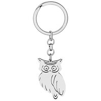WEVENI Stainless Steel Cute Owl Keyring Key Chain Rings Jewelry for Women Girls Charms (Silver Plate