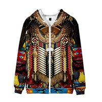 SIAOMA Casual Native American 3D Print Zip Up Hooded Sweatshirt Hoodie Jacket Coat(Owl,XX-Large)