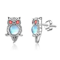 Owl Stud Earrings 925 Sterling Silver Moonstone Stud Earrings for Women Cubic Zirconia Owl stud Eari