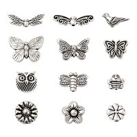 KISSITTY 96Pcs Assorted Tibetan Silver Spacer Bead Spring Theme Alloy Spacer Loose Bead Owl Bee Butt