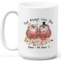 Okaytee Personalized Owl Mug - Owl Always Love You - Funny Owl Couple Gift Idea For Men and Women Wh