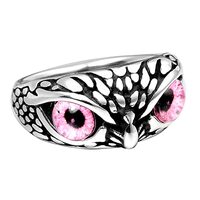 ANIEJUFI Stainless Steel Demon Eye Owl Ring Retro Animal Statement Rings for Women Men Jewelry Gift 