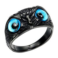 ANIEJUFI Stainless Steel Demon Eye Owl Ring Retro Animal Statement Rings for Women Men Jewelry Gift 