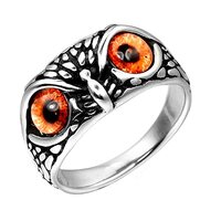 SINLEO Stainless Steel Signet Biker Ring Vintage Animal Demon Eye Owl Rings for Men Women Statement 