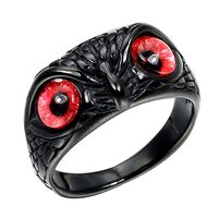 SINLEO Stainless Steel Demon Eye Owl Ring Vintage Animal Gothic Biker Rings for Men Women Statement 