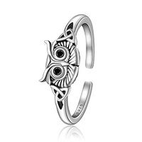 CHIC & ARTSY Night Owl Ring 925 Sterling Silver Owl Thumb Rings Owl Open Band Ring Celtic Knot N