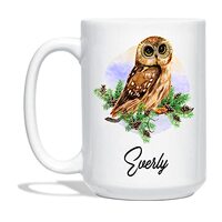 Owl Lover Tea Cup - Custom Name Owl Coffee Mug - Personalized Owl Ceramic Mug - Animal Coffee Cup Gi
