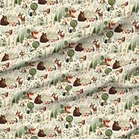 Spoonflower Fabric - Woodland Forest Animals Large Scale Owl Pine Fox Bear Deer Neutral Printed on P