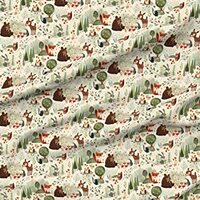 Spoonflower Fabric - Woodland Forest Animals Large Scale Owl Pine Fox Bear Deer Neutral Printed on M