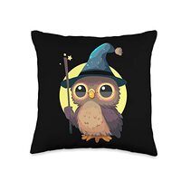 Cute Wizard Owl Nerdy Fantasy RPG Tabletop Roleplaying Throw Pillow