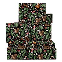 CENTRAL 23 Black Wrapping Paper - 6 Sheets of Gift Wrap and Tags - Night - Fox Owl Squirrel Snail - 