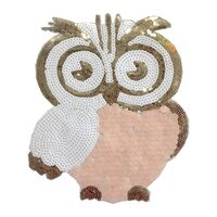Sewiing Cute Pink Owl Sequins Beaded Applique Patch, Lovely Animal Sequin Patches for DIY Sweatshirt