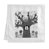 Oyihfvs Grey Tribal Ethnic Owls on The Tree Branches with Turquoise Sky 1 PC 100% Cotton Soft Towel,