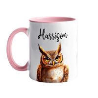 Personalized Choose Name Owl Accent Mug 11Oz, Customized Owl Coffee Mugs Cups Gifts For Owl Lovers F