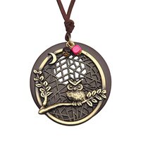 joymiao Long Boho Wooden Owl Pendant Necklace Womens Leather Boho Choker Vintage Long Necklace