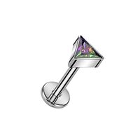 Pierced Owl 16GA F136 Implant Grade Titanium Internally Threaded CZ Crystal Triangle Top Flat Back S