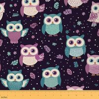 Feelyou Cartoon Owl Upholstery Fabric for Chairs, Cute 3D Animal Printed Fabric by The Yard, Circle