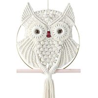 MVSUTA Owl Ivory Cotton Handmade Macrame Wall Hanging Tapestry Home Decor Art and Beige Craft Wonder