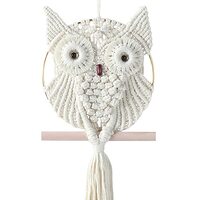 MVSUTA Owl Ivory Cotton Handmade Macrame Wall Hanging Tapestry Home Decor Art and Beige Craft Wonder