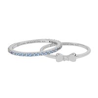 Origami Owl Disney .925 Sterling Silver Kind CZ Dainty Stacking Rings With Blue Crystals, Size 8 (Se