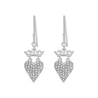 Origami Owl Disney Princess Drop Earrings with Crown & Crystal Embellished Hearts With Gift Box,