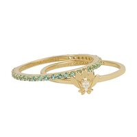 Origami Owl Disney Gold .925 Sterling Silver Adventurous CZ Dainty Stacking Rings, Size 10, (Set of 