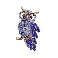 Crystal Owl Brooches For Women Cute Big Blue Eye Owl Bird Brooch Pin Rhinestone Animal Brooch Pins F