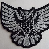Black Open Wing Owl Embroidery Iron-on Patch