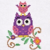 Povitrulya Funny owl - Counted Cross Stitch kit - DIY Set for Hand Embroydery with Paper Pattern, 14