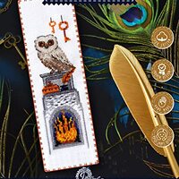 Povitrulya Counted Cross Stitch Kit Night Owl - DIY Embroidery Book Marker Set for Adults with Paper