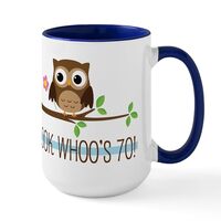 CafePress 70Th Birthday Owl Mugs 15 oz (444 ml) Ceramic Coffee Mug